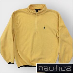 Vintage Nautica Fleece Pullover Jacket Men's Size L Yellow Made‎ in USA